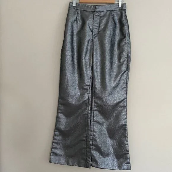 House of CB Jas Silver Kick Flare Trouser - Picture 3 of 14